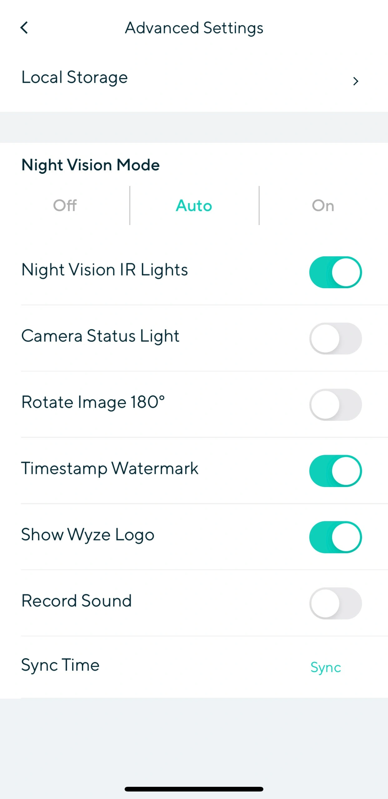 Wyze app settings